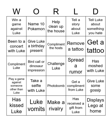 Luke vs The Bingo Card