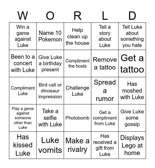Luke vs The Bingo Card