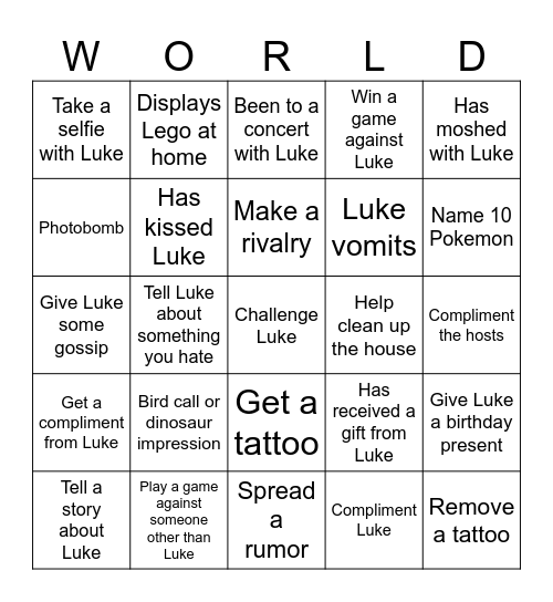 Luke vs The Bingo Card