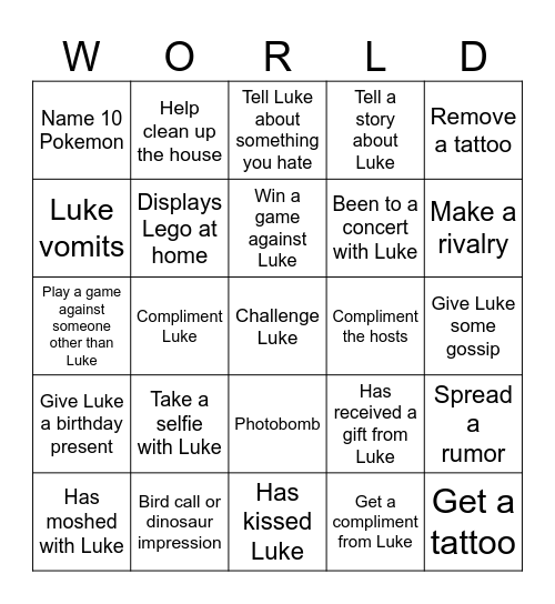 Luke vs The Bingo Card