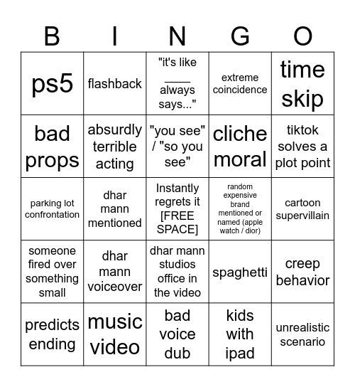 Dhar Mann Bingo v4 Bingo Card
