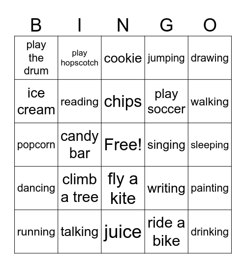 Vocabulary Reviews Bingo Card