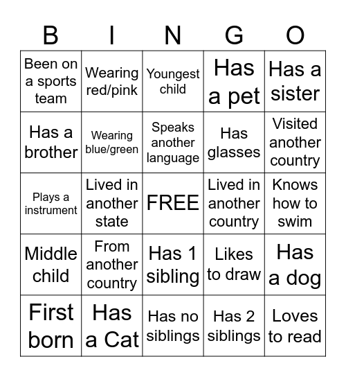 Human Bingo Card