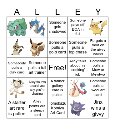 Alley Rips Bingo Night Bingo Card