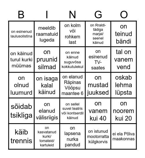 Tutvumisbingo 19.07.25 Bingo Card