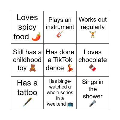 BINGO - Lets Get To Know Each Other Bingo Card
