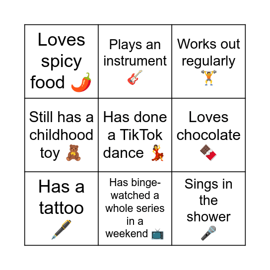 BINGO - Lets Get To Know Each Other Bingo Card