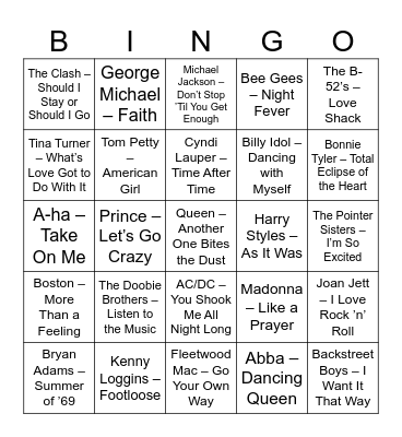 Music Bingo Card