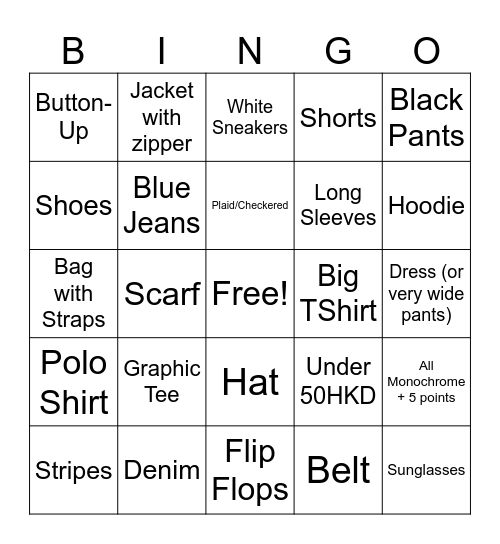 Cao ni thrift Bingo Card