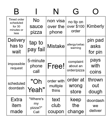 Frankie's Bingo Card