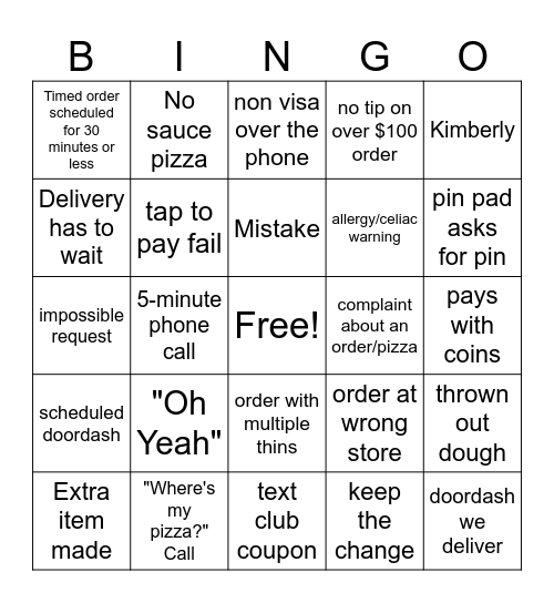 Frankie's Bingo Card