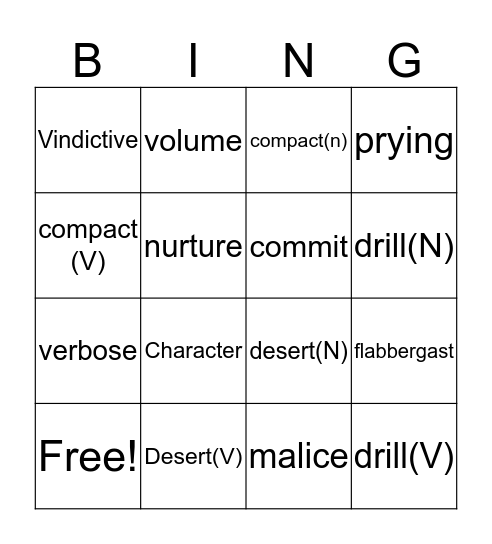vsl 7-9  Bingo Card