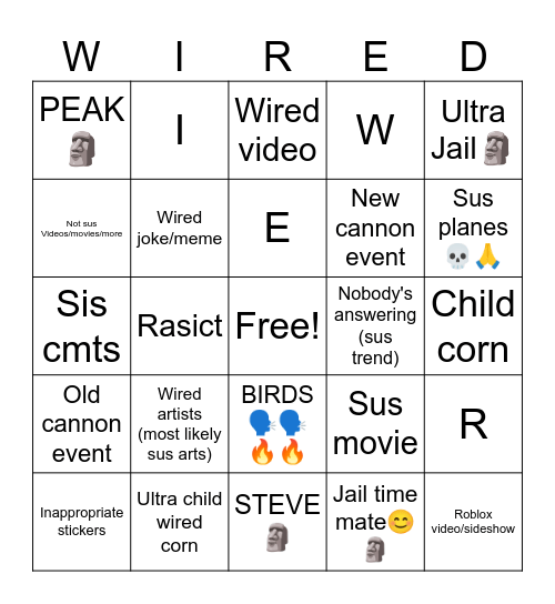 Super wired TikTok challenge (hard) Bingo Card