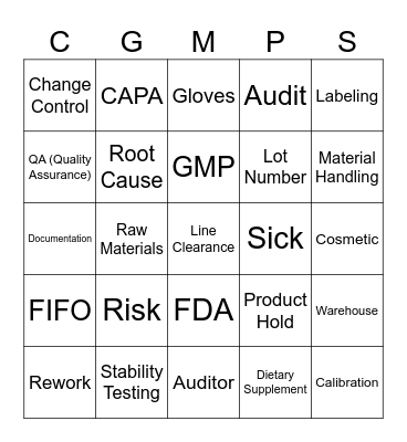 cGMP's Bingo AVOA Bingo Card