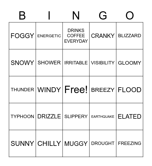H-E-L-L-O Bingo Card