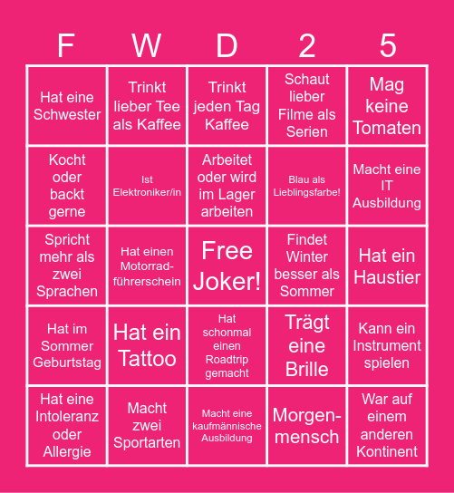 Azubi Bingo! Bingo Card