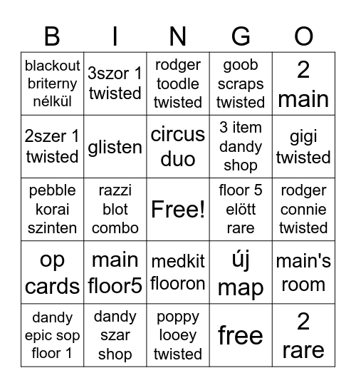 dandys Bingo Card