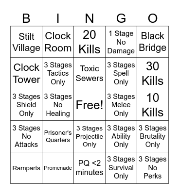 Dead Cells Bingo Card