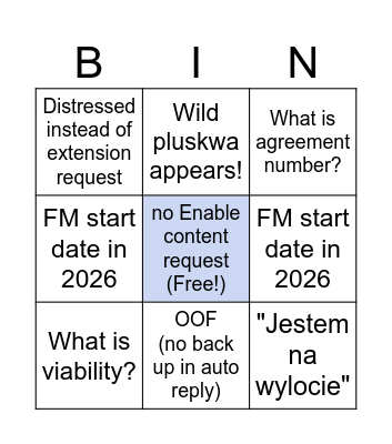 WeeklyOFS Bingo Card