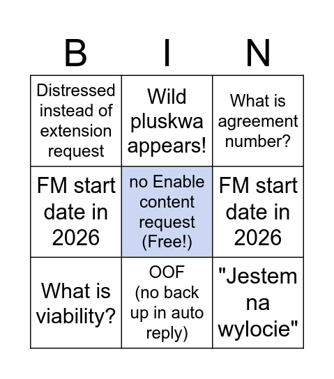 WeeklyOFS Bingo Card