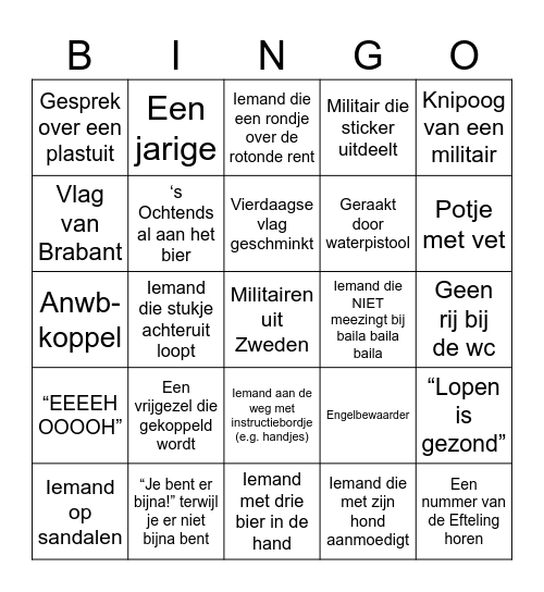 Vierdaagse bingo Card