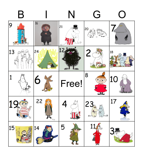 Bingo Muminki Bingo Card