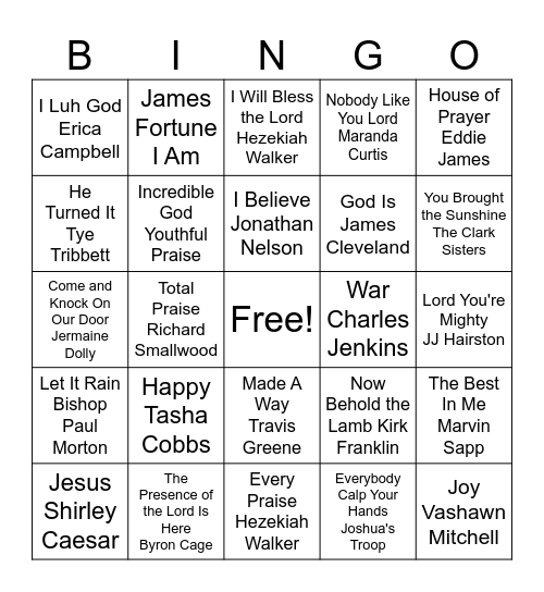 Gospel Bingo Card