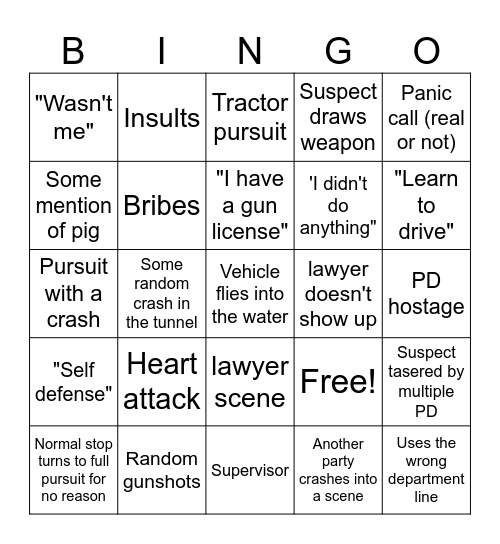 HPD Bingo Card