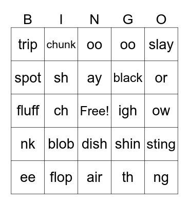Words & Sounds Bingo Card