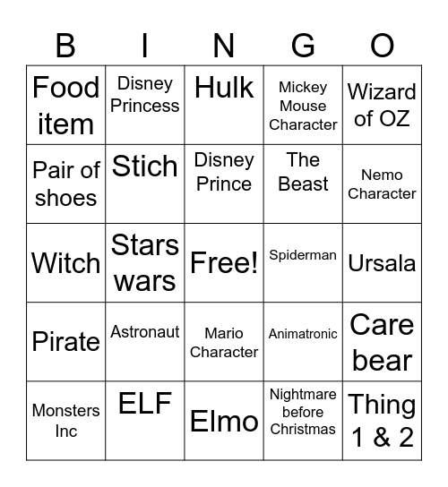 Costume Bingo! Bingo Card