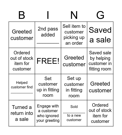 Conversion Bingo Card