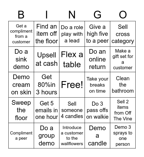 BBW Bingo Card