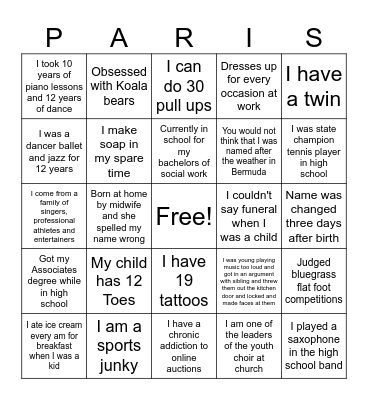 week of fun Bingo Card