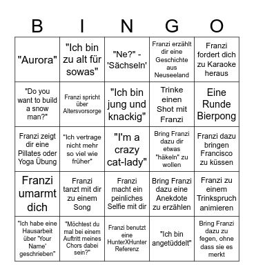 Franzi Party Bingo Card