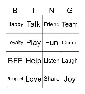 Friendship Day! Bingo Card
