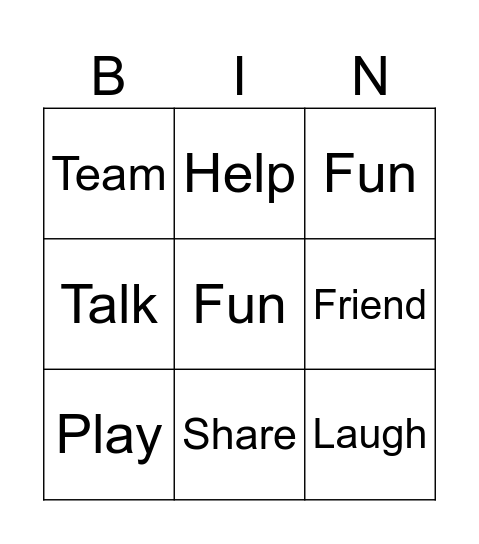 Friendship Day! Bingo Card