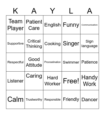 How SKILLED am I ? Bingo Card