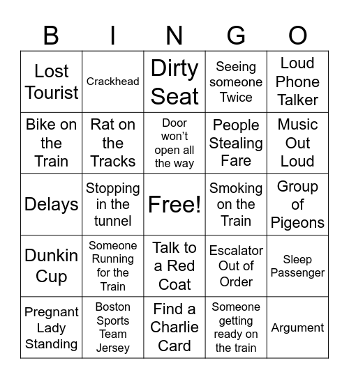 MBTA BINGO Card