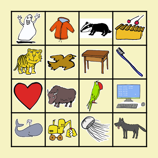 Anlaut-Bingo BGDHZPTVWXQuJCY Bingo Card