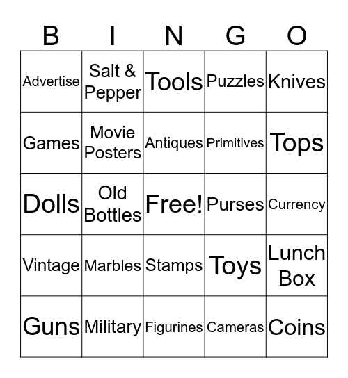 Miss Ellie's Antiques Bingo Card