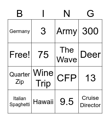 Carla's Bingo Card