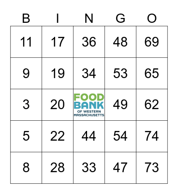 Bingo in the Berkshires- Round 1 Bingo Card