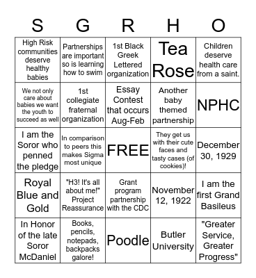 National Projects Bingo Card