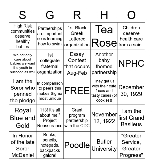 National Projects Bingo Card