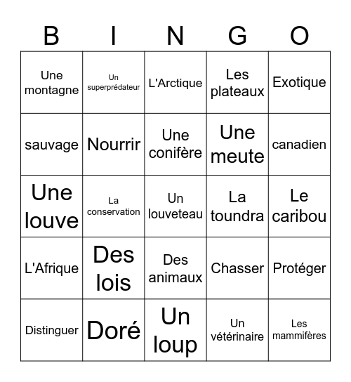 Les loups Bingo Card