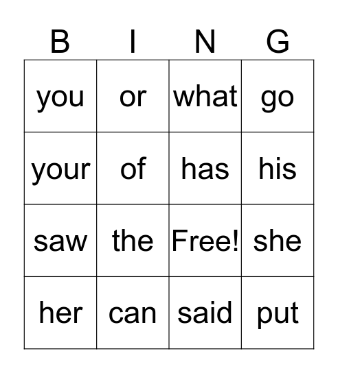 BINGO Card