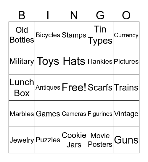 Miss Ellie's Antiques Bingo Card