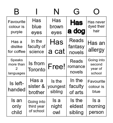 picnic : get to know each other :) Bingo Card