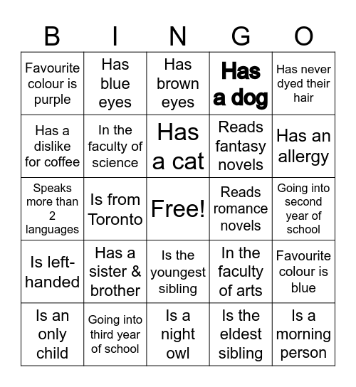 picnic : get to know each other :) Bingo Card