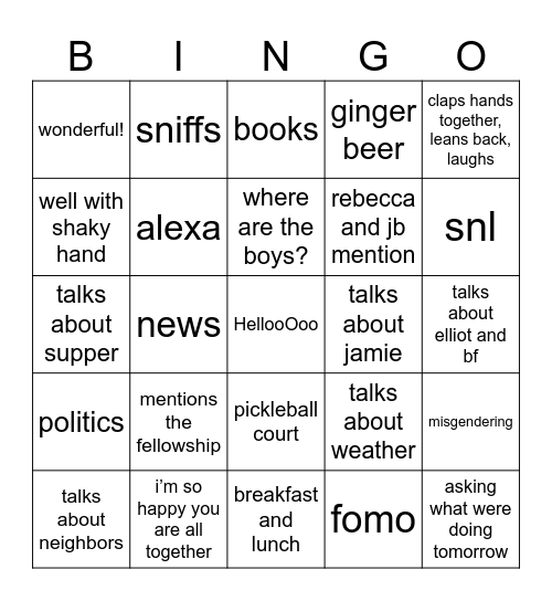 Nancy Bingo Card